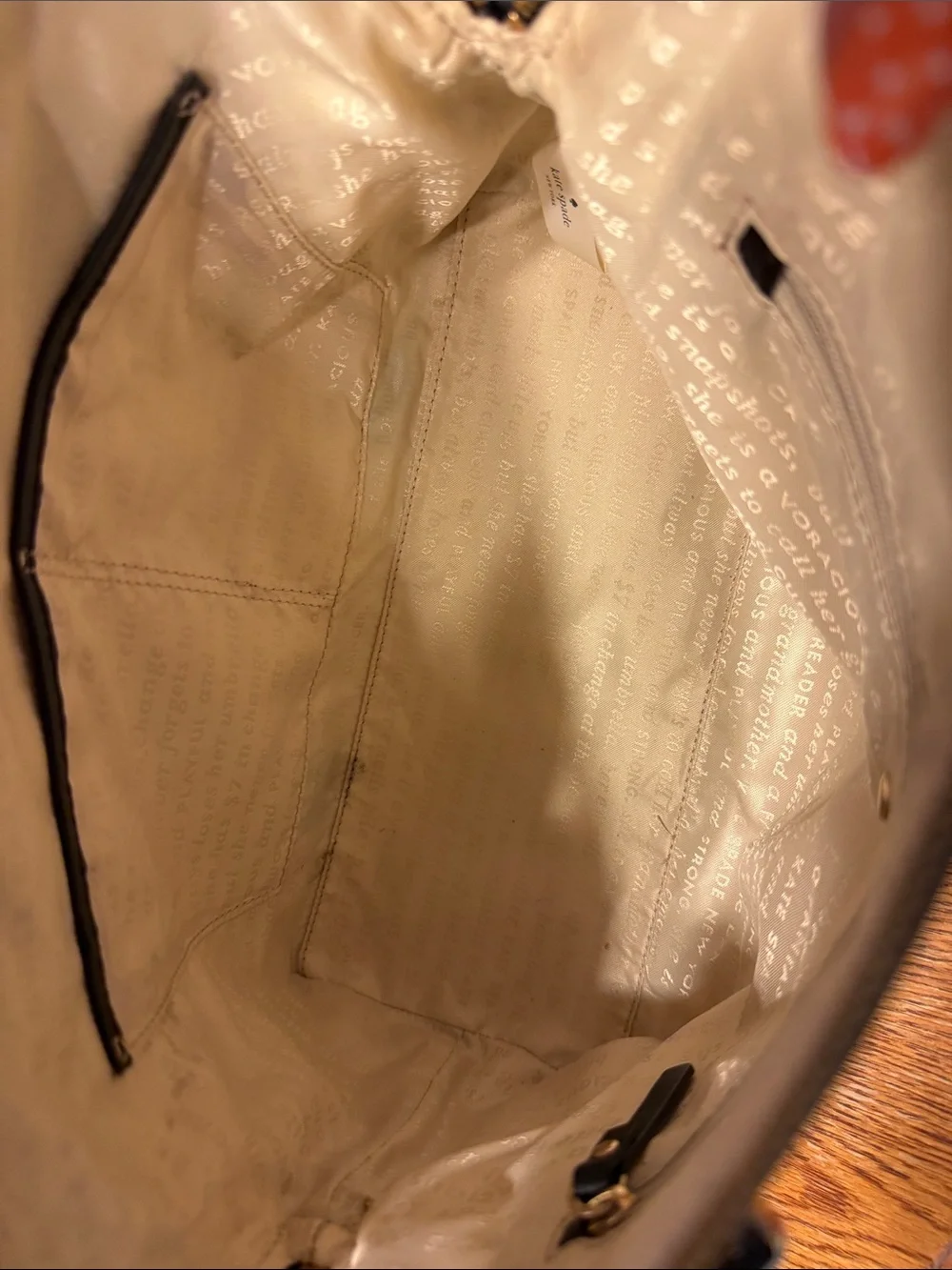 kate spade Black and Cream Geometric Satchel with Crossbody Strap